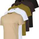 Real Essentials 5 Pack: Mens 100% Cotton Casual T-Shirts Plain Jersey Shirts Fashion Tees, M