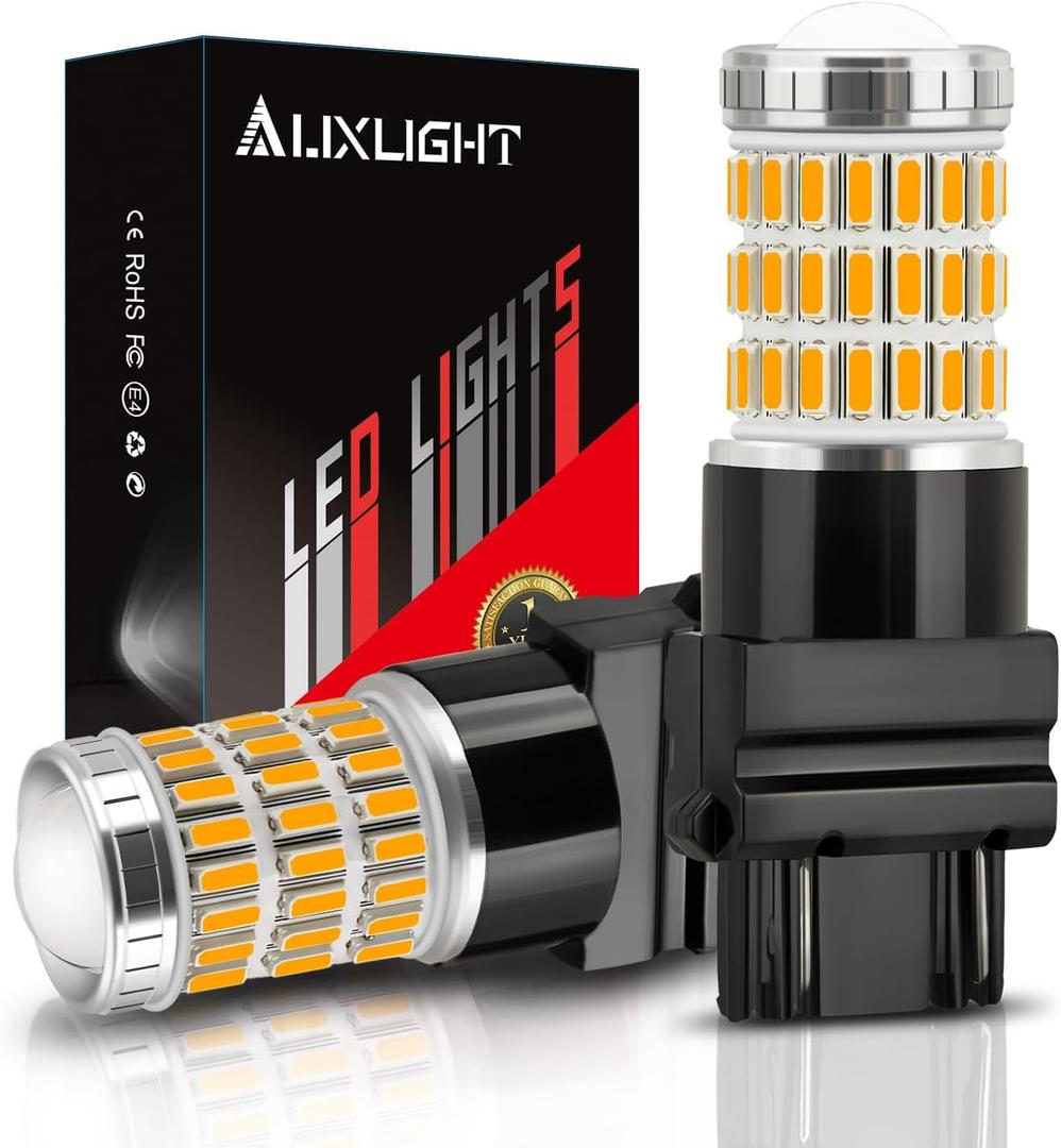 AUXLIGHT 3157 3057 3156 4157 3157K LED Bulbs Amber Yellow, Ultra Bright 60-SMD LED Replacement for Blinker Lights, Turn Signal/Parking or Running Lights, Brake/Tail Lights (Pack of 2)