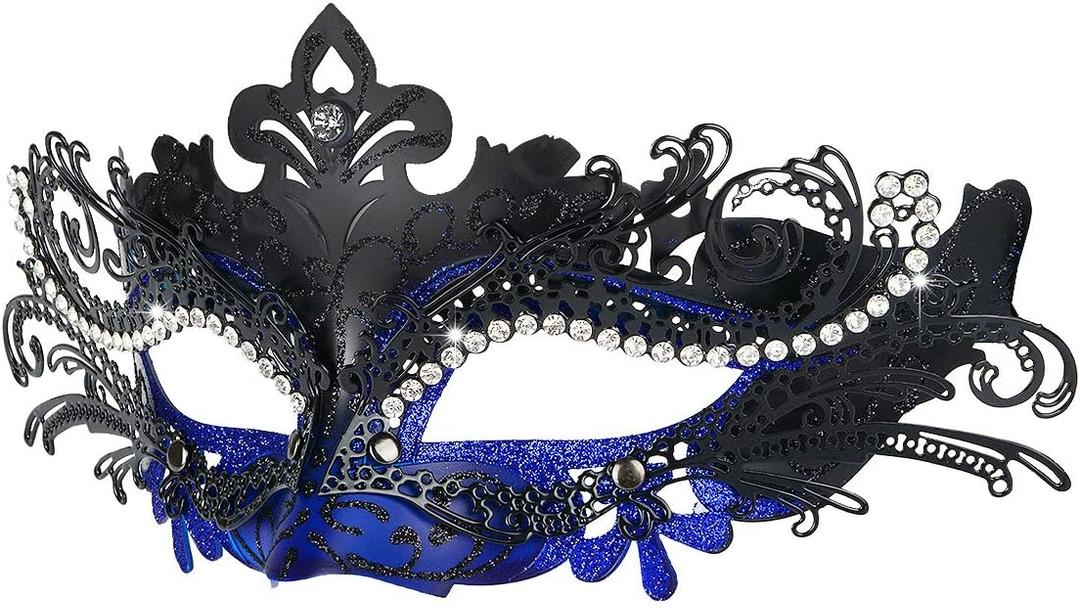 Hoshin Masquerade Mask, Mardi Gras Deecorations Venetian Masks for Womens (Blue & Black)