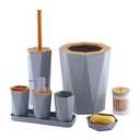 REFKIT Bamboo and Wood toiletriesBathroom Set Resin Bathroom Set Marble Storage Decoration Eight-Piece Set (Color : Grey)