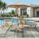 Merax Outdoor Chaise Lounge Chair Set of 2, 77" L Acacia Wood Patio Lounge Chair with 4 Adjustable Position, Rope Woven Beach Lounger for Pool Deck Balcony Garden, 800lbs Capacity, Teak+ Beige
