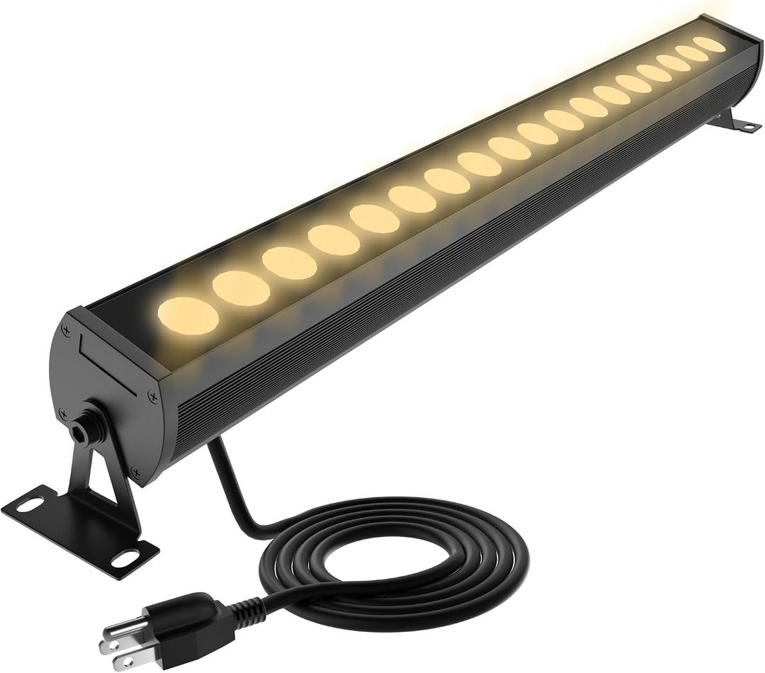 LED Wall Washer Light 3000K Outdoor Warm White, 20in Plug-in Linear Light Bar, 2250lm IP65 Waterproof, 120V with 6.56ft Cord, 360 Swivel Mount for Sign, Patio, Landscape Wall Wash
