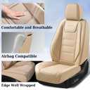 Coverado Car Seat Covers, Front Covers for Cars, Car Seat Cover Front Seats, Car Seat Protector Waterproof, Leather Car Seat Cushion, Universal Interior Covers Seat Protectors for Most Cars Beige