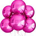 AULE Hot Pink Party Balloon Decorations - Pack of 6, Jumbo 22 Inch 4D Metallic Hot Pink Balloons, Large Foil Sphere, Big Round Mylar Balloons