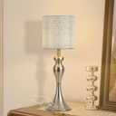Table Lamp for Bedroom, Cordless Bedside Lamps for Living Room, Touch 3-Way Dimmable Desk Lamp for Night Stands, Rechargeable, Battery Operated Lamp with Fabric Shade for Dorm, Home Office (Nickel)