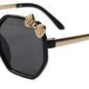 Kids Sunglasses Girls,Hello Cute Cat Girl Sunglass,Bow Ribbon Sunglasses for Girls(Age 4-12),Secure Fit,UV Protection (B01 Bow Ribbon/Black-grey/1 Pack)