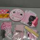 Minnie Mouse Birthday Party Supplies Decorations, Pink and Black Ears Headband Happy Birthday Banner, Glittery Minnie Inspired Cake Cupcake Topper Balloons for Baby Girls 1st 2nd 3rd 4th 5th Birthday