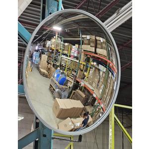 36 Acrylic Outdoor Convex Mirror With Plastic Back, Round Security Mirror for the Garage Blind Spot, Store Safety, Warehouse Side View, Circular Wall Mirror for Personal/Office Use -Vision Metalizers 36"L x 4.5"W