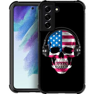 CARLOCA Compatible with Samsung S22 Case,American DJ Skull Samsung Galaxy S22 Cases Graphic Design Shockproof Anti-Scratch Drop Protection Case