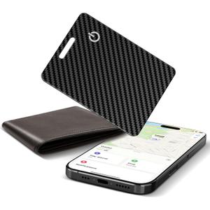 Wallet Tracker Card for Apple Find My (iOS Only), Ultra-Thin Bluetooth Tracker Smart Card Wallet Finder, IP68 Waterproof Slim Item Locator for Wallets, Keys, Passport & Luggage Tags (Jet Black)