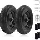 2PC 14.5" Wheelbarrow Tires, 4.80/4.00-8" Flat-Free Tire and Wheel, 5/8" Bearings, Extra 3/4" Bearing, Adjustable Center Hub for 3 to 7", Fits 4.80-8, 4.00-6, 3.50/2.50-8 Wheels, Maximum Load 300 lbs.