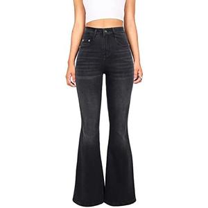 Skirt BL High Waisted Bell Bottom Jeans for Women Black Flare Retro Bootcut Stretch Wide Leg Denim Pants 14