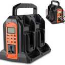 DC 20V to AC 120V Power Inverter for Black and Decker 20V Battery, 350W Pure Sine Wave Power Portable Inverter Converter with LCD Display and LED Light, 4 Battery Port