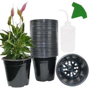 Niiiice 32-Pack 1.5 Gallon Nursery Pots, Thickened Soft Seed Starting Container for Indoor Outdoor Plants,Seedlings, Vegetables, Succulents and Cuttings (Black)