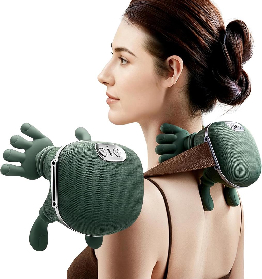Neck Massager with Heat, Electric Shiatsu Neck and Shoulder Massager with Fingers - Use 5V/2A Standard USB Charger Only