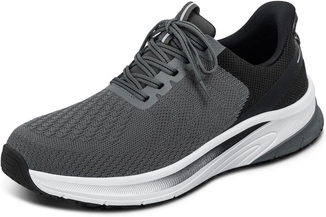 Orthofeet Men's Orthopedic Hands-Free Tilos Slip-On Sneakers (11 Wide, Grey)