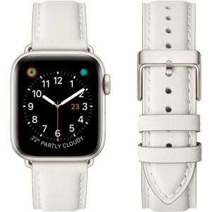 OMIU Leather Bands Compatible with Apple Watch Band 38mm 40mm 41mm 42mm(Series 11/10), Genuine Leather Wristband Starp for iWatch SE Series 11 10 9 8 7 6 5 4 3 2 1 Ultra for Women Men