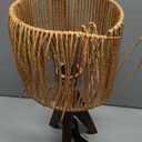 Tripod Table Lamp Light with Birch Color Wooden Base, Wooden Desk Lamp with Rattan Lampshade, 14.37 in Small Lamps, E26 Base Bedside Lamps for Night Stands, Home, Office, Living Room, Dorm(Triangle)