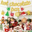 2 x Hot Chocolate Bar Banner Merry Chritmas Decoration Christmas Party Decorations with Banner Christmas Garland Hanging Swirls for Christmas Holiday Theme Party Decor