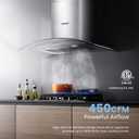 COMFEE' CVG30W8AST 30 Inches Ducted Wall Mount Vent Range Hood with 450 CFM 3 Speed Exhaust Fan, Baffle Filters, Curved Glass, 2 LED Lights, Convertible to Ductless, Stainless Steel