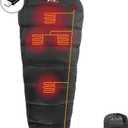 Heated Sleeping Bag 5pcs Multi USB Power Support Heating Pads,Operated with Battery Power Bank or Other USB Power Supplies, Portable Compact Bag, Mummy Style.