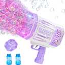 Bubble Gun, Bazooka Bubble Machine Gun, Bubble Blaster Gun with Bubble Solution, 69 Holes Bubble Bazooka Gun Outdoor Summer Toy Party Favors for Kids Purple Christmas Bubble Maker Blowers