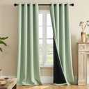 Rutterllow 100% Blackout 340 GSM Curtains 2 Panels, Full Shade 84 Inches Long Complete Drapes for Living Room, Thermal Insulated Bedroom Window Treatment Drapes (Sage Green, 52 x 84 inch)