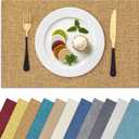 Homaxy Cloths Placemats for Dining Table Set of 6, Heat Resistant Washable Cotton Linen Blend Table Mats, Easy to Clean Place Mats for Indoor Outdoor Party Kitchen Decoration, 13" x 19", Amber