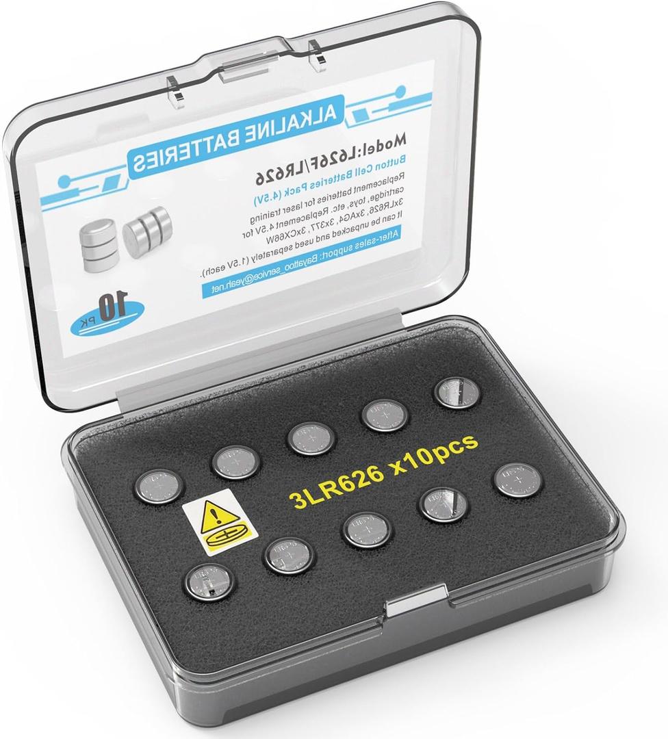 Button Cell Batteries (L736 & LR626)  30 Count (10 x 3-Pack) 4.5V for Laser Boresighter, Training Cartridge, Toys, LED Flashlight  AG3/LR41/L626F/377/392/384/CX66W Replacement