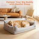 Removable Orthopedic Dog Beds for Large Dogs, Leather Memory Foam Dog Sofa Bed, Waterproof Durable Dogs Bed Couch with Non Skid Bottom for All Pet Sizes (Silver Gray, Large)