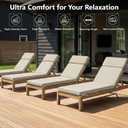 72 x 21 Inch Outdoor Chaise Lounge Cushions Set of 2 - Removable Cover, 4-Section Design, Water-Repellent & Fade-Resistant, 6 Tie Straps, Replacement for Patio & Pool Chairs - Cream