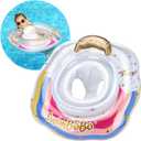 Swimbobo Inflatable Baby Swimming Float with Safe Seat for Age 6-36 Months Toddler (Rainbow)