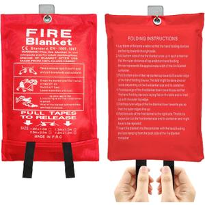 JSE Emergency Fire Blanket for Home, 2 Pack Kitchen Fire Blankets 40″ X 40″, House Flame Retardant Blankets Upgraded Thickened