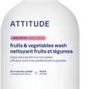 ATTITUDE Fruit & Vegetable Wash, Unscented Food-Safe Produce Wash to Remove Dirt, Wax & Residue, Vegan Plant-Based Produce Cleaner, 27.1 Fl Oz