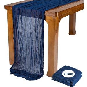 2 Pack 10 Ft Cheesecloth Table Runner Navy Blue Gauze Long Table Runners Boho Gauze Cheese Cloth Table Runner Rustic Sheer Runner for Wedding Party Table Decor ( 35 x 120 Inch )