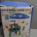 HYES Water Table for Toddlers 3-5, 3-Tier Kids Splash Sand Table Water Toys with Umbrella, Rain Showers Splash Pond for Outdoor Beach Backyard Summer, Activity Sensory Playset for Boys Girls, Blue
