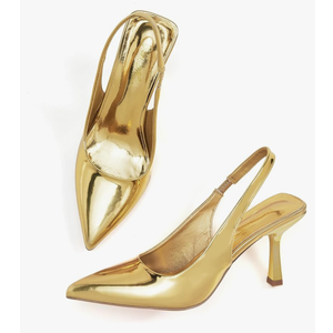 GENSHUO Women's Slingback Kitten Heel Pointed Closed Toe Stiletto Pumps Slip on Elastic Strap Wedding Party Dress Sandals Shoes 8.5