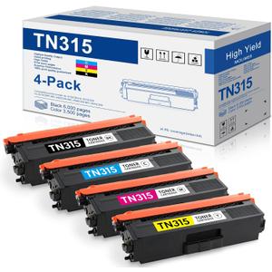 TN315 BK/C/M/Y High Yield Toner Cartridge 4 Pack Compatible Replacement for Brother TN315 TN315 TN310 MFC9970CDW HL4150CDN HL4570CDW MFC9460CDN MFC9560CDW Printer