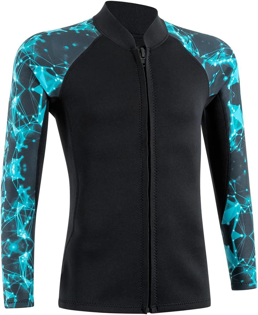 2mm Wetsuit Top Neoprene Wetsuits Jacket Thermal Long Sleeves Diving Suit for Men Women Scuba Diving Surfing Open Water Swimming Snorkeling (Small, Starry Blue)