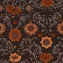 Extra Long Vintage Floral Contact Paper, 17.5In x 393In Moody Dark Brown Sunflower Botanical Pattern Self-Adhesive Wall Paper for Bedroom Cabinet Kitchen, Vinyl Witchy Wall Art Decor in Rust