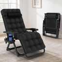 Slendor Zero Gravity Chair, Zero Gravity Lounge Chair with Upgraded Lock and Removable Cushion, Reclining Camping Chair with Cup Holder, Folding Recliner for Indoor and Outdoor, Black