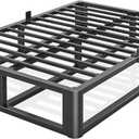 Firpeesy Metal Heavy Duty 14 inch King Bed Frame with Rounded Corner and Headboard Hole Mattress Retainers 3500 LBS No Box Spring Needed Platform Noise Free Easy Assembly
