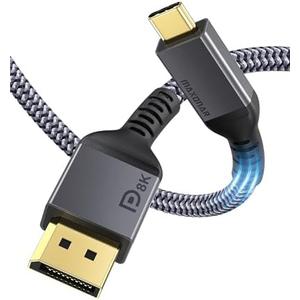 Maxonar USB C to DisplayPort VESA Certified, 8K 60Hz Non-Bidirectional Type C to DP Cable 6.6FT/2M(4K 60Hz 144Hz 120Hz) 32.4Gbps 1.4 HBR3 Alt Mode Video Adapter for iM1 MacBook Pro Mac mini, XPS 15
