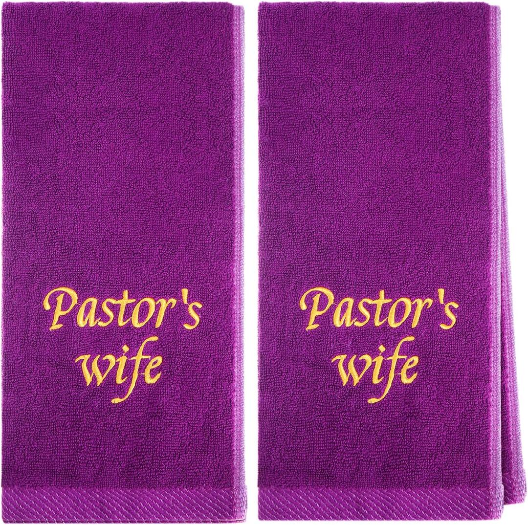 Buryeah 2 Pcs Pastor Towels Man of God Towel for Father's Gift (Purple)