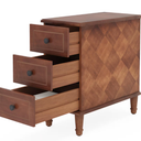  Fully Assembled End Table, Narrow Side Table with 3 Drawers, Pre-Assembled Nightstand Slim Bedside Table for Small Spaces, Living Room, Bedroom, Brown