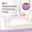 Reli. Disposable Changing Pads for Baby | 220 Pack (13"x18") | Pink Disposable Diaper Changing Pads | Super Absorbent, Leak-Proof Liners | Waterproof (Pink/White)
