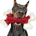 Kseroo Indestructible Dog Toys for Aggressive Chewers: Beef Flavored Hard Nylon Bone Chew Toys, Tough Dog Chew Toys for Large Dogs, Dog Toys to Keep Them Busy for Medium Large Breed (20-80 lbs), Red