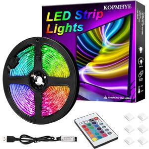 3M 10FT RGB LED Strip Lights, IP65 Waterproof Colored USB TV Backlight with Remote, 16 Color Changing 180 5050 LEDs Bias Lighting for HDTV, Multicolor for TV PC Background Lighting, No Adapter