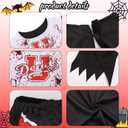 Cheerleader Costume Girls with Pompoms Red Bow Horror Scary Dresses Bloody Outfit Gift for Halloween Party Cosplay (L)