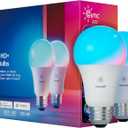 GE Cync A19 Smart LED Light Bulbs, Room Decor Aesthetic Color Changing WiFi Lights, LED Indoor Light Bulb, Compatible with Alexa and Google (2 Pack) (2 Bulbs (Pack of 1), Multicolor Works With Matter)